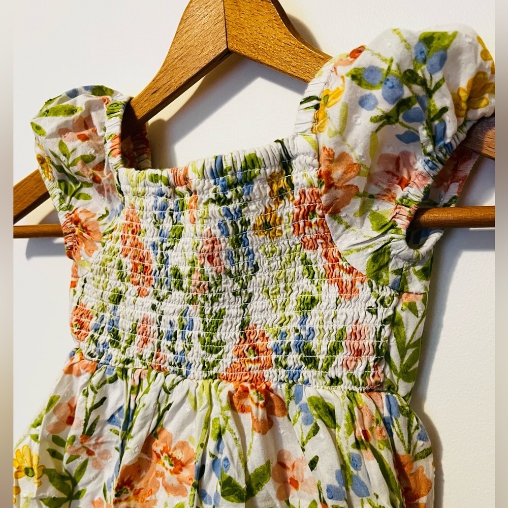 GYMBOREE Girls 3T Cotton Flower Ruffle Dress Puff Sleeves Flowy Prairie Fields - Picture 5 of 7